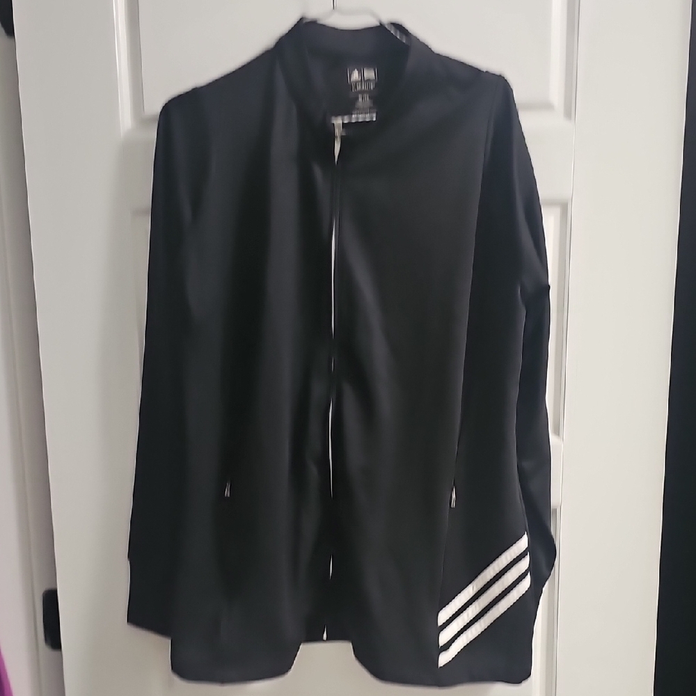 Adidas Black Track Jacket with White Stripes
